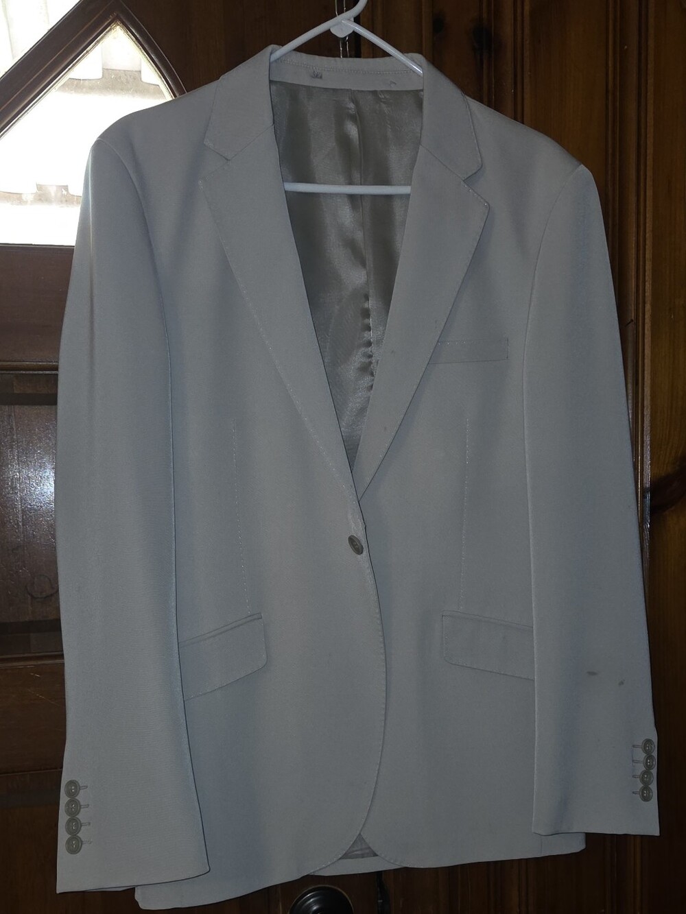 Men's Light Gray Single-Button Blazer